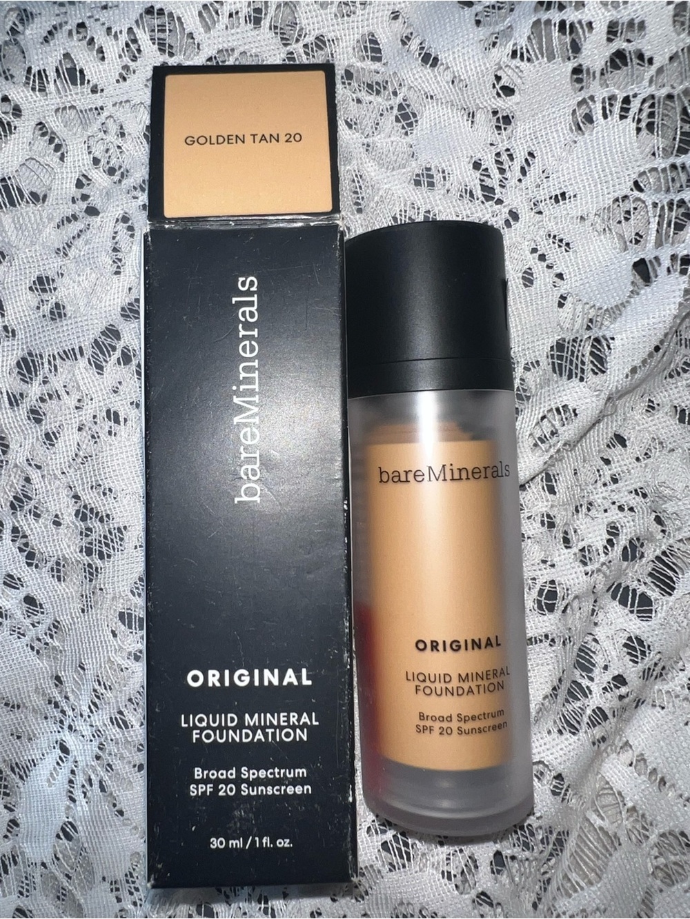 Bare Minerals liquid mineral Foundation shade golden tan 20